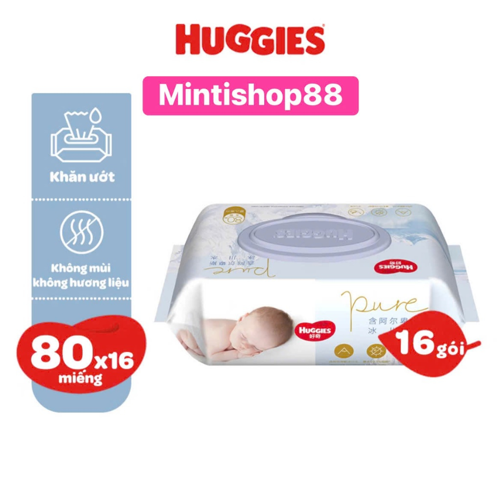 Thùng 16 gói/ 8 gói/ 4 gói giấy ướt huggies golden wet 80 tờ