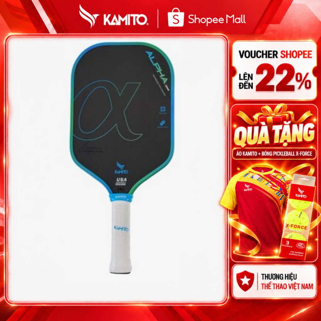 Vợt Pickleball Kamito Alpha (16mm) Vợt Pickleball Lý Hoàng Nam, Chất Liệu…