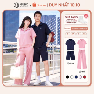 [BST Modal Cool 2026] Bộ Quần Áo Nam Nữ GUNO Cao Cấp Cổ Bẻ Kèm Quần Suông Logo Thêu 26BG01/26BB02