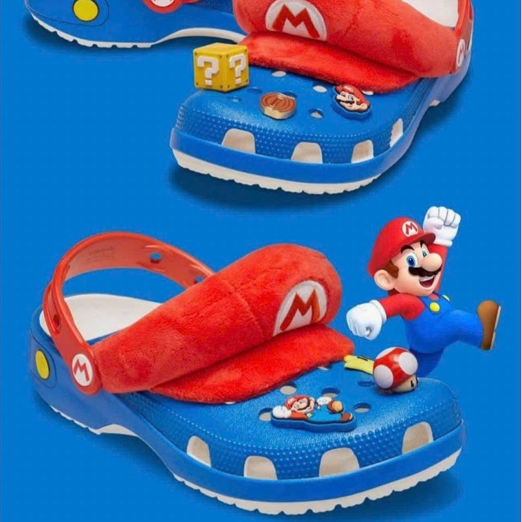 Nơ Store - Dép Cros Nam Nữ Mario Classic Họa Tiết Super Mario Màu Xanh Đỏ