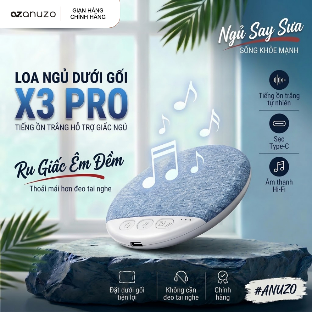 Loa Ngủ X3pro Đặt Dưới Gối , Âm thanh trung thực cao , Siêu mỏng chỉ 1cm, Tích…