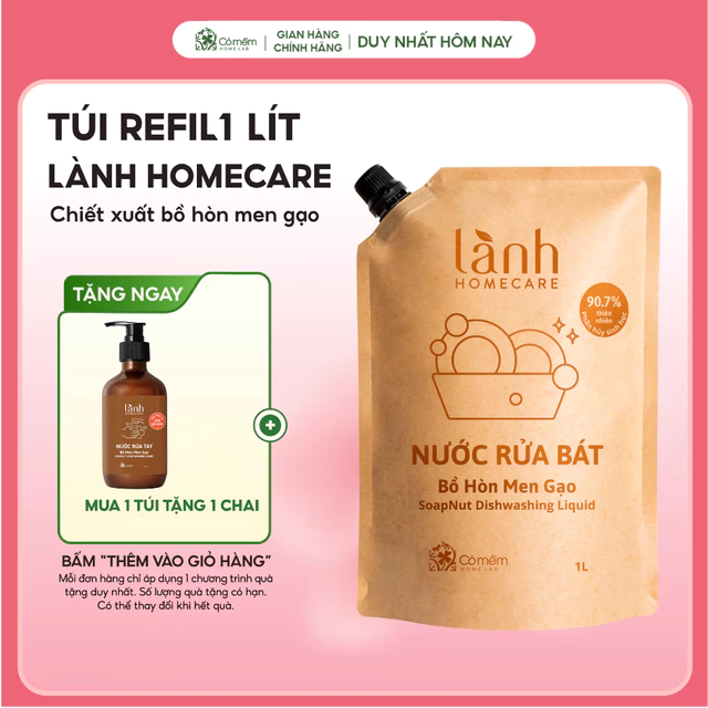 [MUA 1 TẶNG 1] Túi Nước Lau Nhà Lau Bếp Rửa Tay Rửa Bát Lành HomeCare Chăm Sóc Nhà Cửa Cỏ Mềm 1 Lít