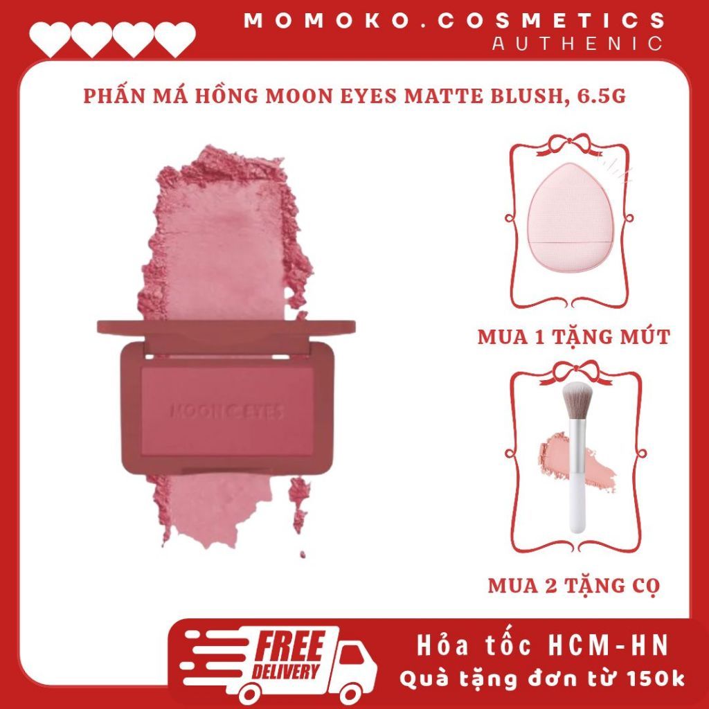 61 Má Moon Eyes Phấn Má Hồng MOONEYES BLUSH Dạng Bột Má Hồng Mooneyes Color Romantic Collector Matte Mịn