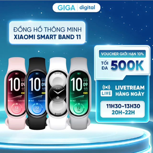 [MỞ BÁN XIAOMI] Đồng hồ thông minh Xiaomi Smart Band 11 - Band 10 - Màn hình AMOLED 1.72" - Bảo hành 12 tháng