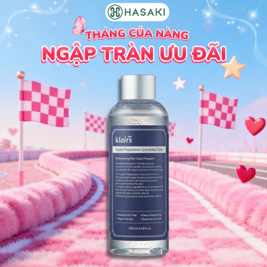 Nước Hoa Hồng Không Mùi Dành Cho Da Nhạy Cảm Dear, Klairs Unscented Toner 180ml Hasaki Chính Hãng