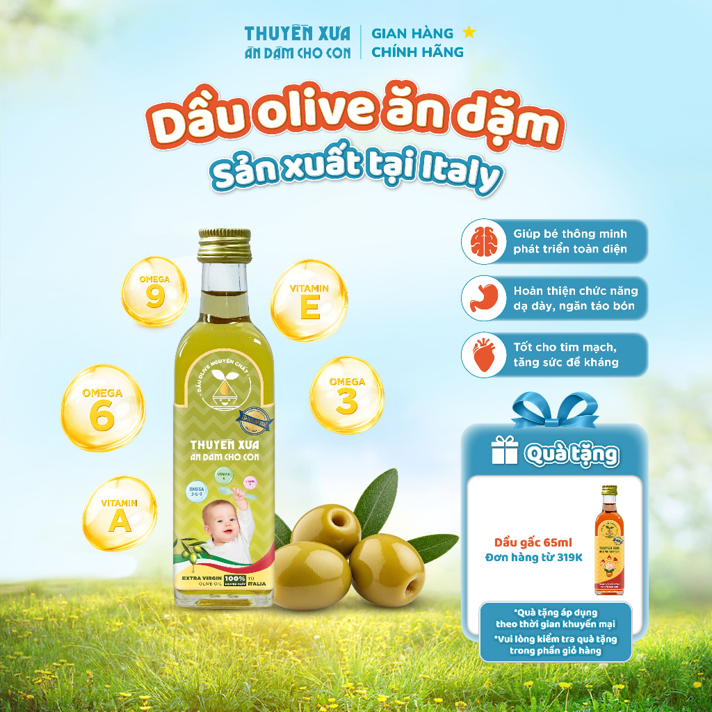 Dầu Oliu Nguyên Chất Thuyền Xưa Ăn Dặm cho con 65ml/250ml