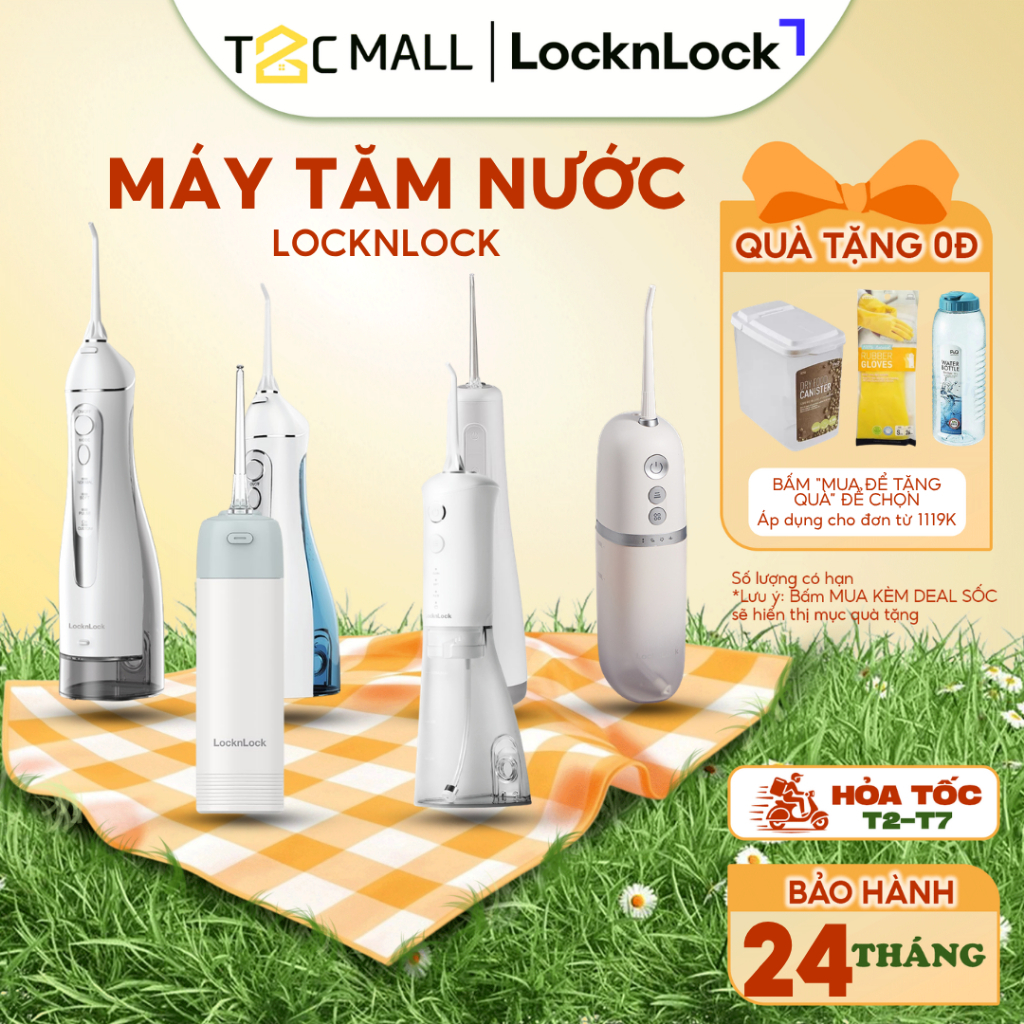 Máy tăm nước LocknLock Không Dây Kèm Đầu Tăm 4 Chế Độ ENR166GRY, ENR156BLU…