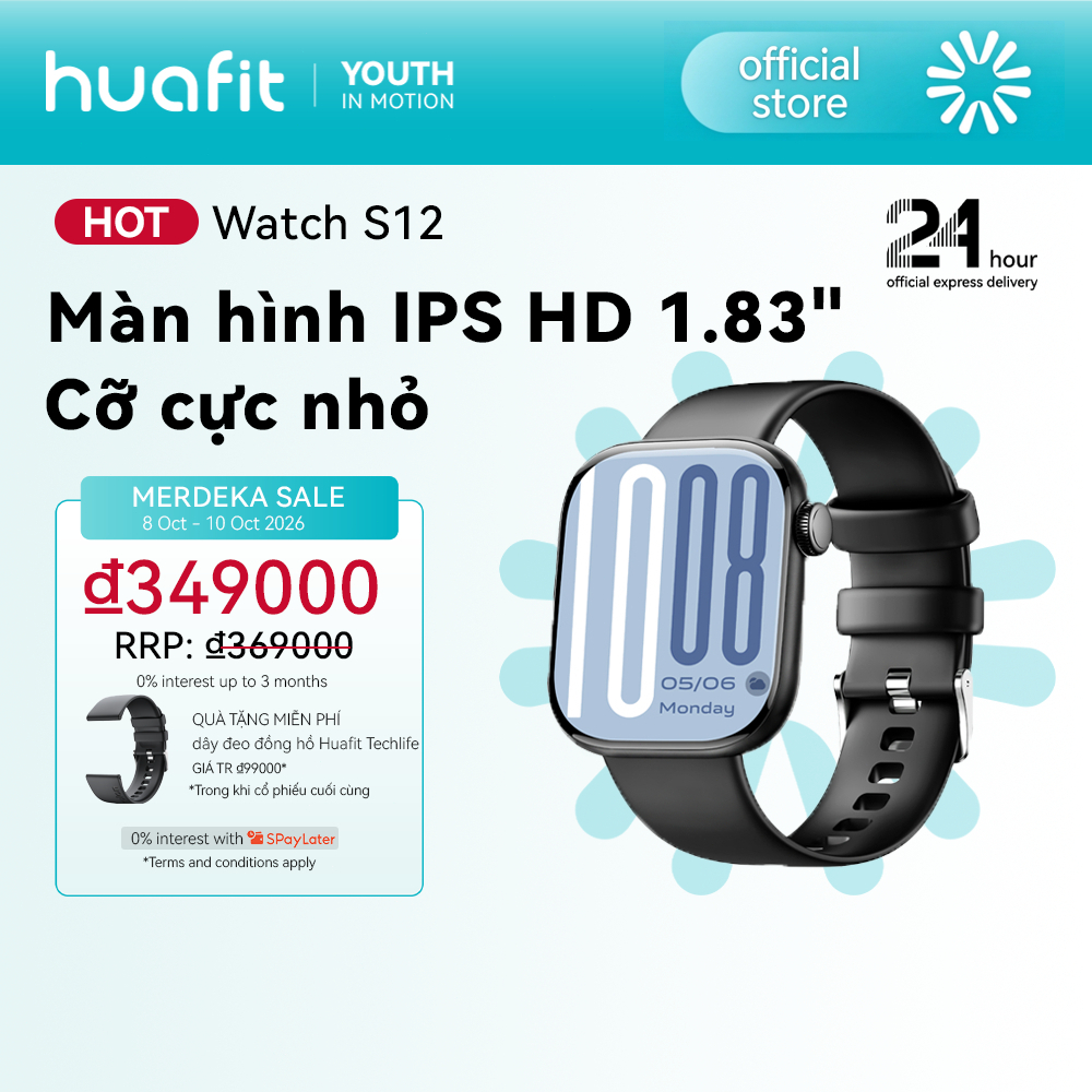 đồng hồ thông minh HUAFIT S12 Kết nối Strava Gọi điện Bluetooth 1.83 inch HD Chống nước 1 ATM Nhận thông báo
