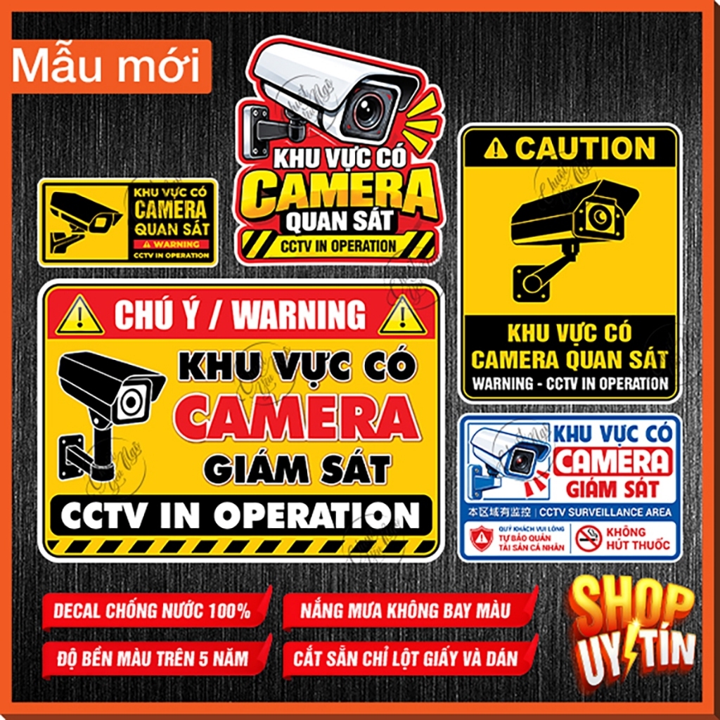 Miếng dán khu vực có camera quan sát đang hoạt động security CCTV in Operation decal cảnh báo an ninh