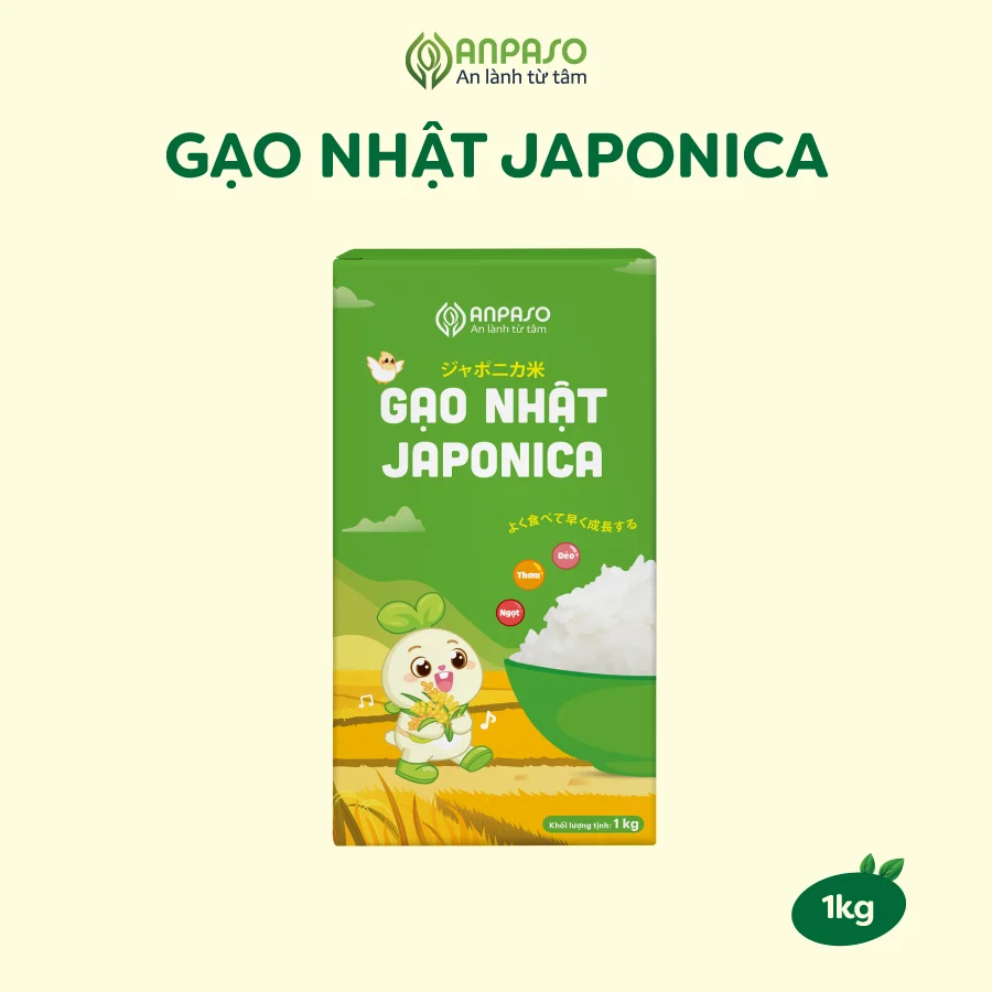 Gạo Japonica cho bé Anpaso 1kg - Giống gạo Japan chứa vitamin và khoáng chất thiết yếu cho bé như Ma