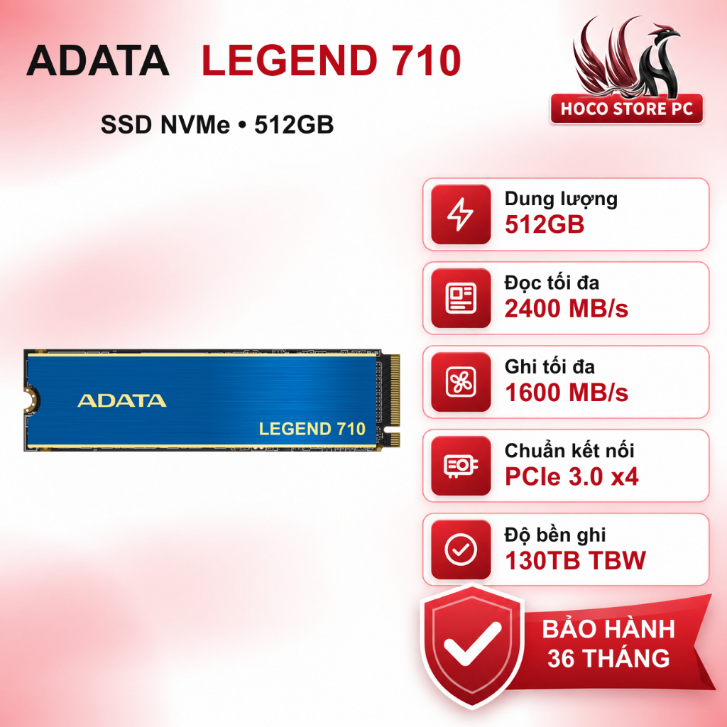 Ổ cứng SSD ADATA LEGEND 710 512GB M.2 PCIe 3.0 NVMe