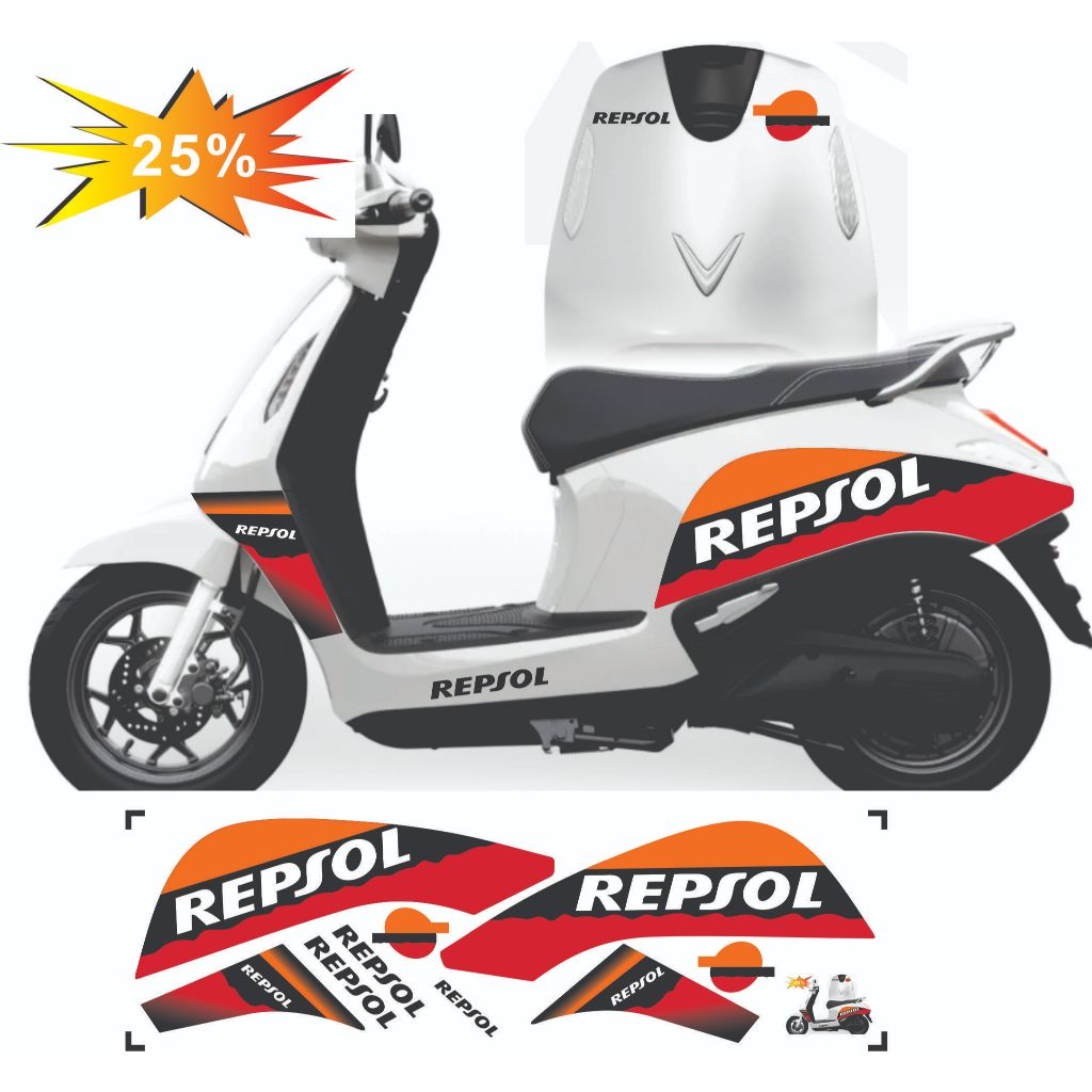 Tem Xe Evo 200 - EVO LITE NEO  - EVO GRAND - EVO MAX - EVO LITE , Mẫu Repsol tem Dán Xe Chống Nước ,