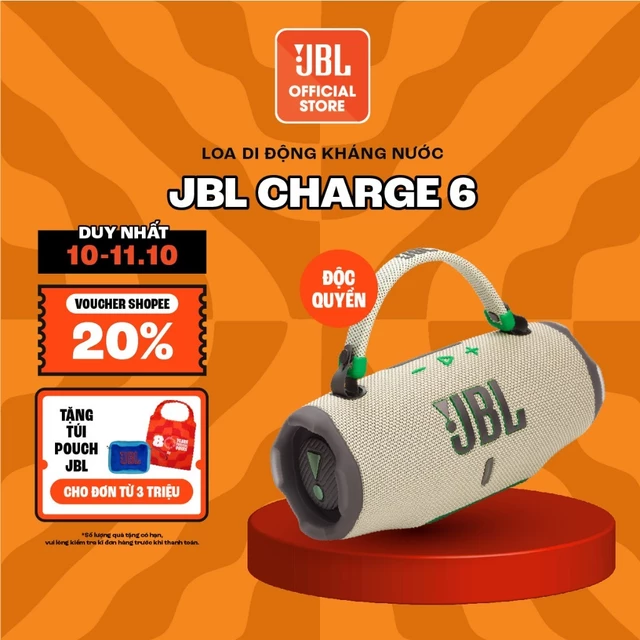 [ĐỘC QUYỀN ONLINE] Loa JBL Charge 6 Công Suất 45W Tích Hợp Pin Sạc Dự Phòng Chơi Nhạc tới 28 Giờ- AuraCast