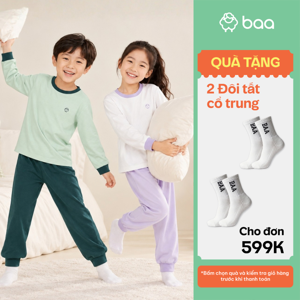 Đồ Bộ Ngủ Dài Tay Cho Bé Trai Bé Gái Cotton Thun Lạnh Thu Đông Đi Học 1-10…