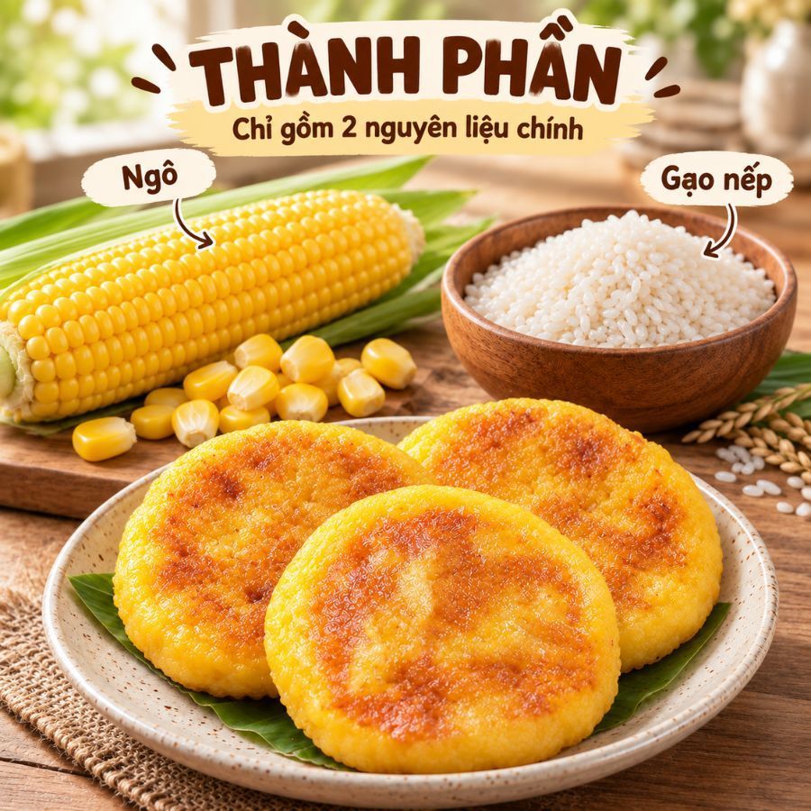 Bánh Nếp Ngô Không Đường Dẻo Mềm Thơm Ngon, Bánh Ngô Gạo Nếp Ăn Sáng Ăn Vặt