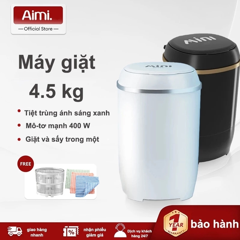 Máy Giặt Mini -4.5KG  Tia UV Máy Giặt Mini Ánh Sáng Lạm Diệt Khuẩn Xoáy Cực Mạnh Tự Vắt Khô Máy Giặt Đồ Lót Em Bé