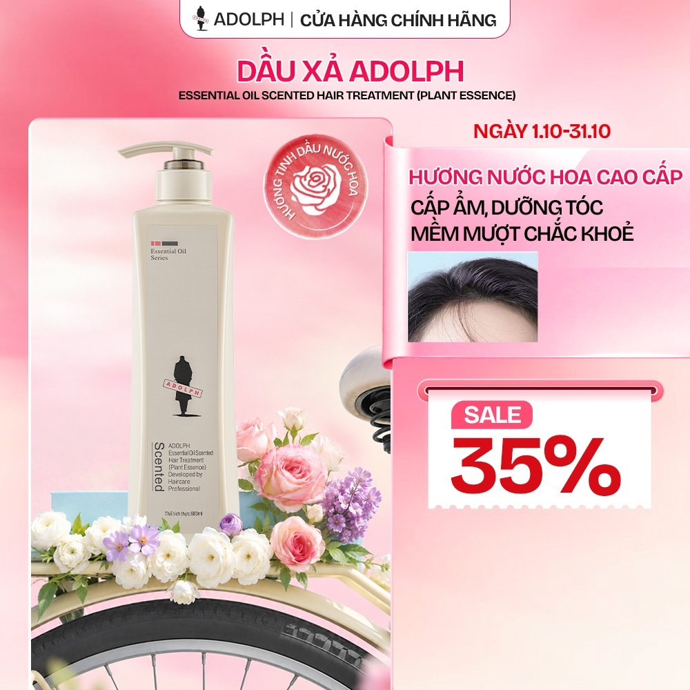 Dầu xả ADOLPH Essential Oil Scented Hair Treatment (Plant Essence) hương tinh dầu kèm tinh chất thực vật 248/420/680ml