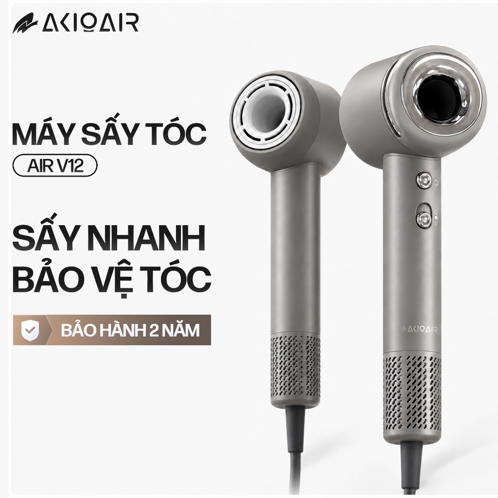 Máy Sấy Tóc AKIO BEAUTY V12 Cao Cấp Ion Âm Sấy Nhanh Bảo Hành 24 Tháng