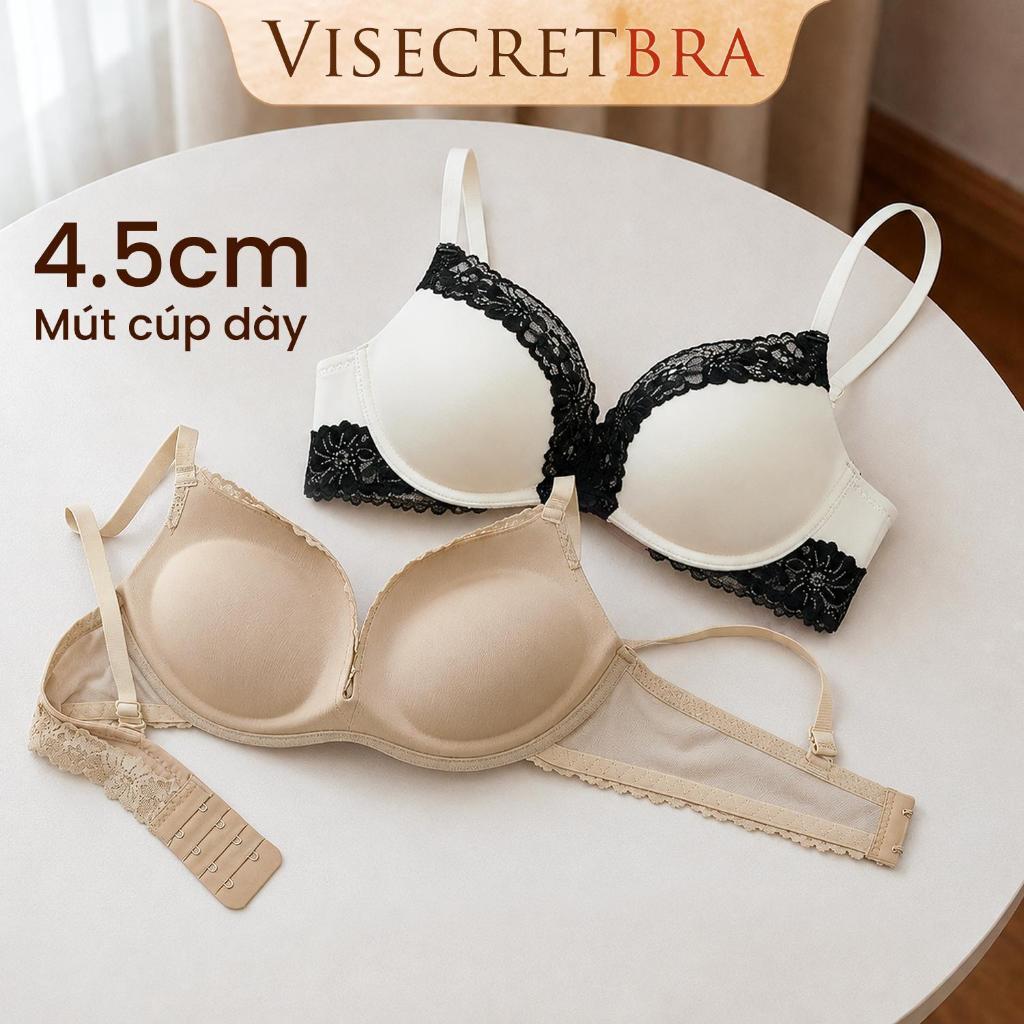Áo Lót Áo Trong PushUp Bra Nữ Chất Su Phối Viền Ren Mút Đệm Dày Độn Nâng Quả Tạo Khe Dây Vai Bản Lưng Nhỏ -- A-VN260450