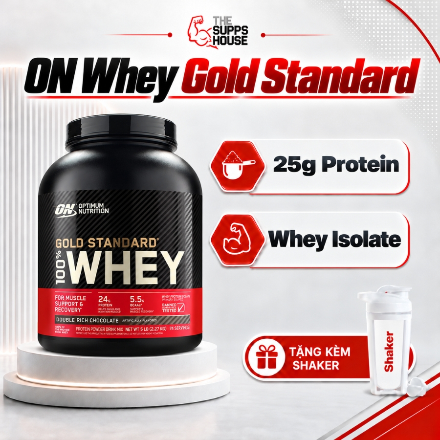 Bột Tăng Cơ ON Gold Standard 100% Whey Protein Isolate Hỗ Trợ Tăng Cơ, Phát Triển Cơ Bắp