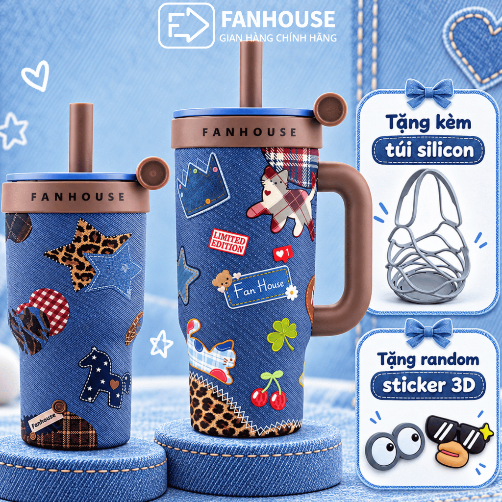 Ly giữ nhiệt Wings 620ml lõi Thủy Tinh, Fan House ly giữ nhiệt 12h khắc tên tặng túi silicon, sticker random