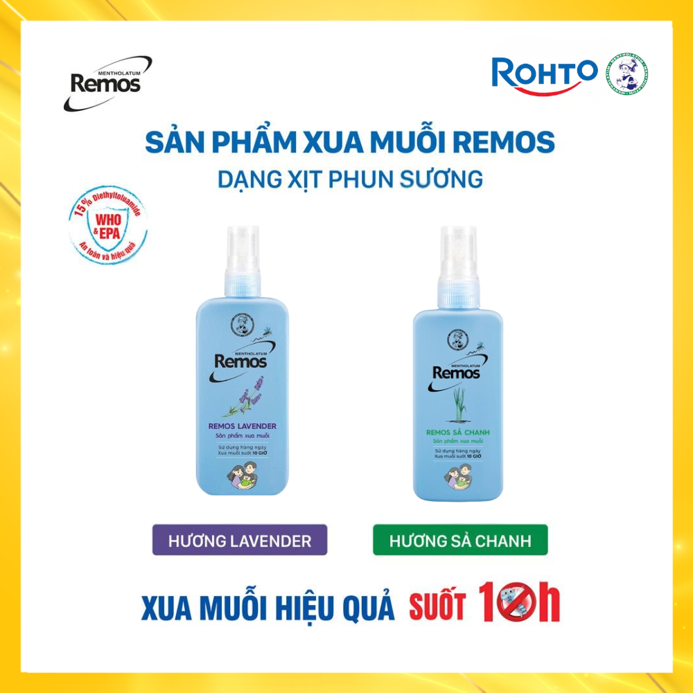 Xịt Xua Muỗi Remos Lavender, Sả Chanh 70ml