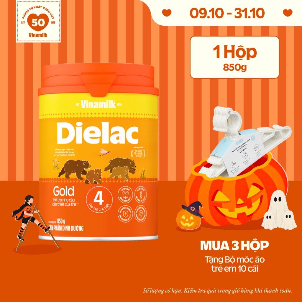 Sữa bột Vinamilk Dielac Gold 4 - Hộp thiếc 850g (cho trẻ từ 2- 6 tuổi)