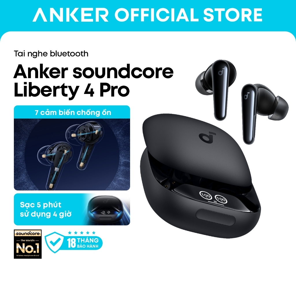 Anker soundcore Tai nghe bluetooth Liberty 4 Pro chống ồn chủ động, điều khiển nhanh qua màn hình cảm ứng A3954