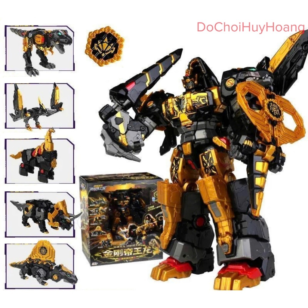 Đồ chơi lực lượng nhí 7 robot Dino Emperor màu đen 30cm biệt đội siêu nhân nhí