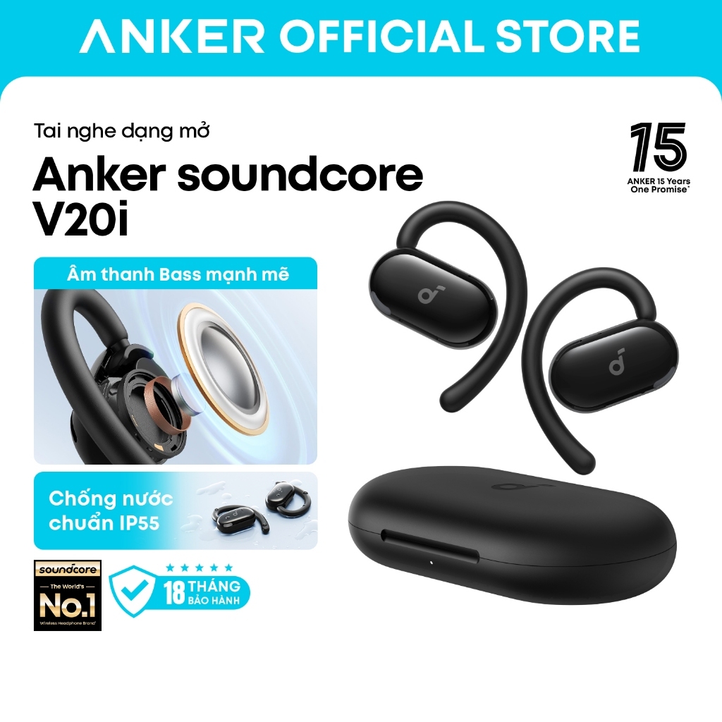 Tai Nghe Bluetooth Dạng Móc Anker soundcore V20i, Đeo Thoải Mái, Chống Nước…