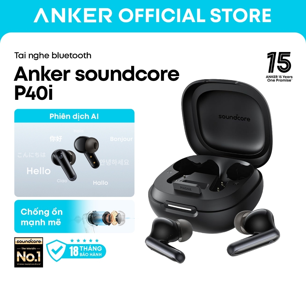 Anker soundcore P40i TWS của Anker, Tai nghe Bluetooth không dây chống ồn, Chống ồn thích ứng A3955