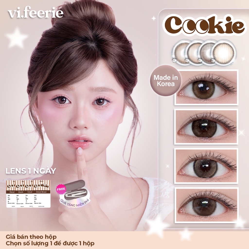 BEST SELLER Lens 1 ngày nâu COOKIE DIA 14.5 Donut/Butter/Mochi/Velvet lens kỷ yếu / lens cô dâu -Kính Áp Tròng VI FEERIE