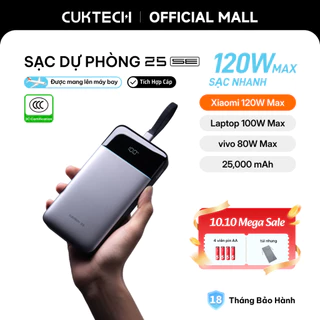 CUKTECH 120W 25000mAh Sạc Nhanh Công Suất Cao Pin Dự Phòng – Hỗ Trợ Xiaomi 120W Laptop 100W Samsung 45W iP18/17/16