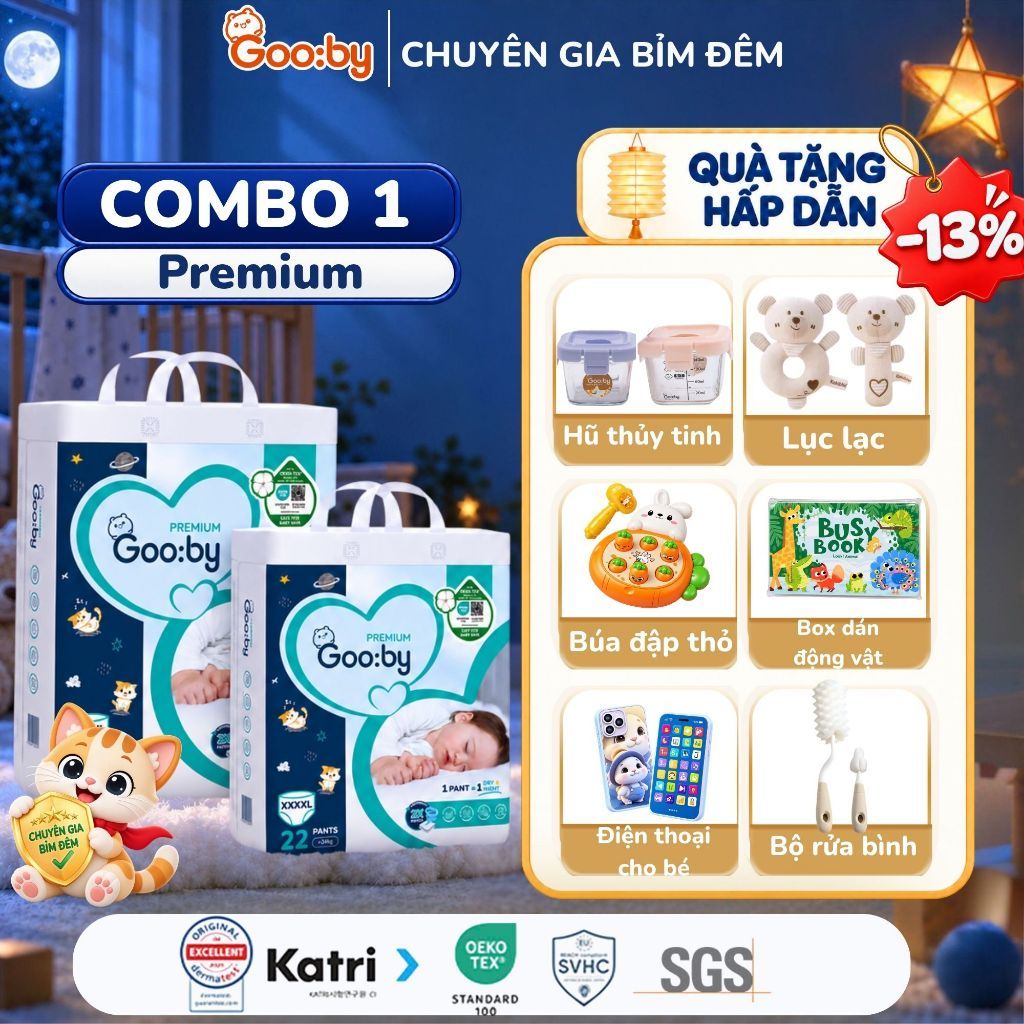 Tã/bỉm quần Gooby Premium - Chuyên gia bỉm đêm, chống trào đến 12h size…