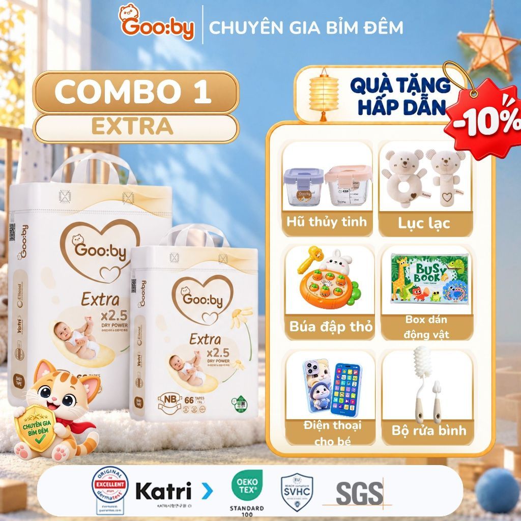 Tã/bỉm quần Gooby mềm mại, an toàn, siêu thấm hút size M/L/XL/XXL cho bé từ…