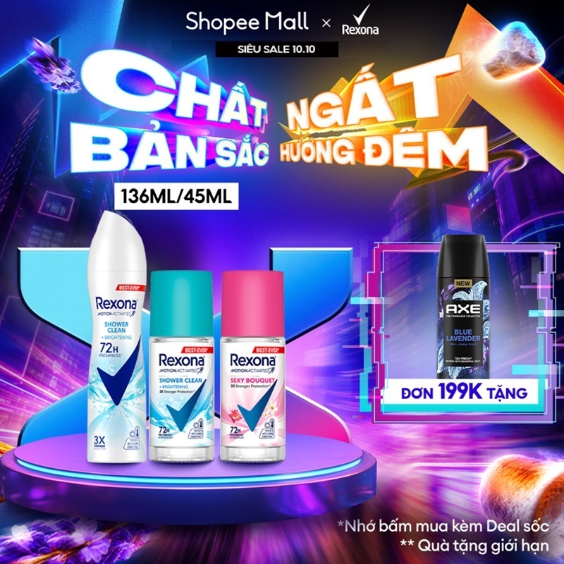 Xịt/lăn khử mùi Rexona 72H khô thoáng dành cho nữ 135/45ml