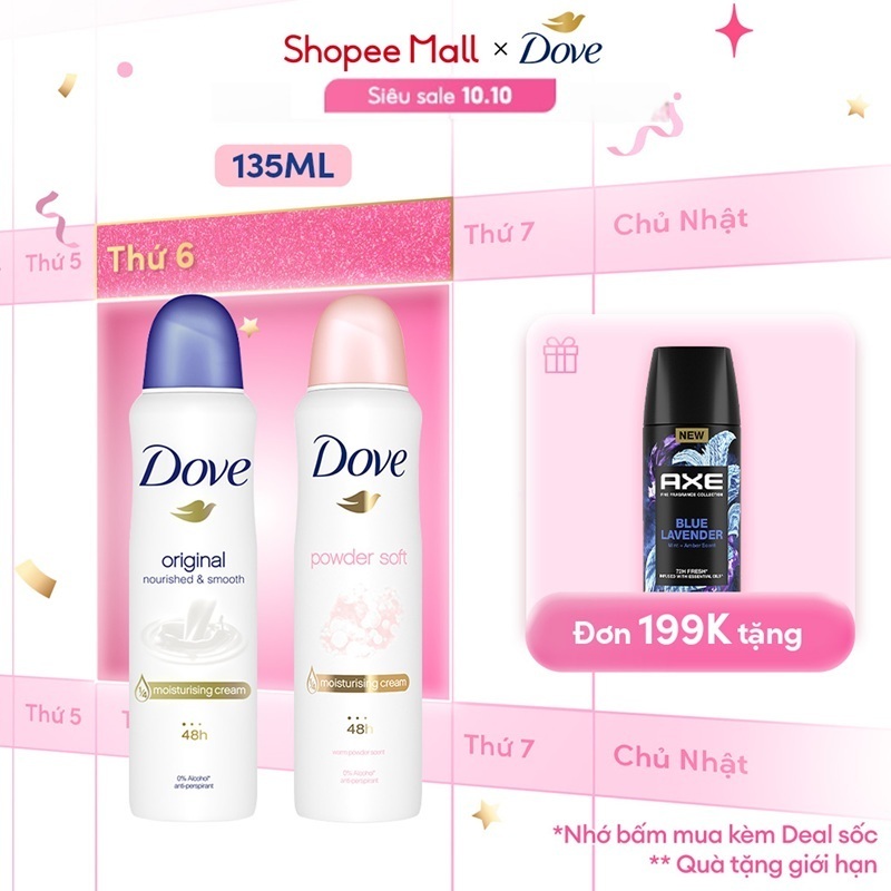 Xịt Khử Mùi Dove Dưỡng Da Sáng Mịn dành cho nữ 135ml