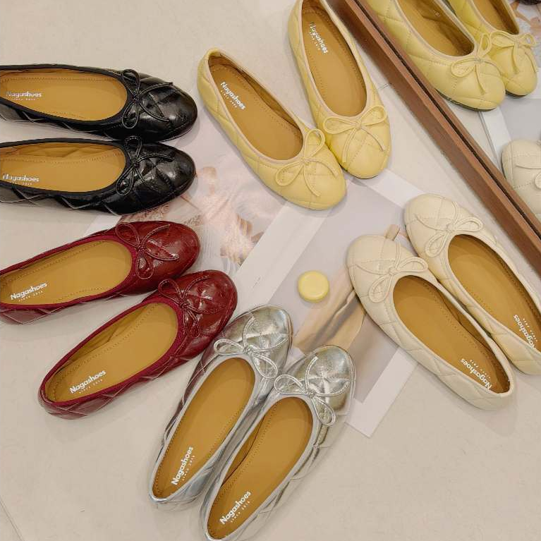 GIÀY BÚP BÊ NAGASHOES MŨI TRÒN ĐÍNH NƠ TRẦN Ô NAB170