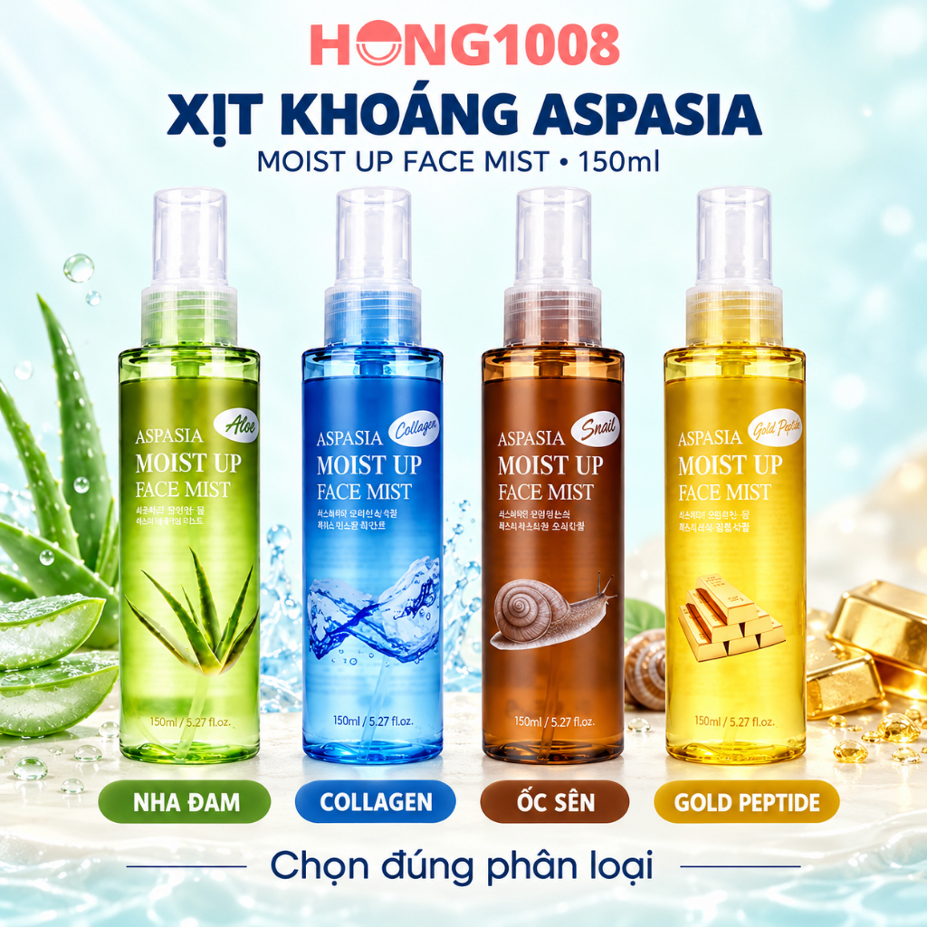 Xịt khoáng Cấp Ẩm Aspasia Moist Up Face Mist 150ml Hàn Quốc shop Hong1008 xịt khoáng nha đam Aspasia