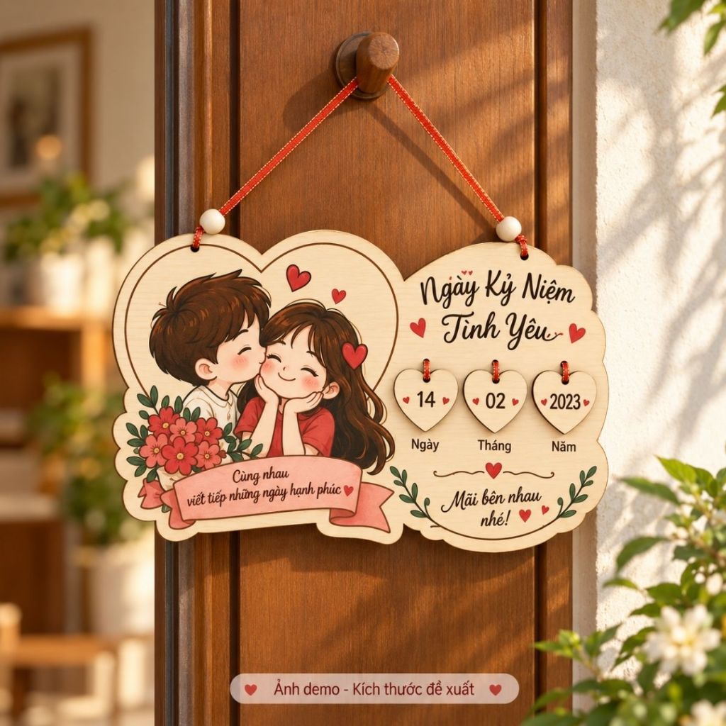 Bảng gỗ ngày kỷ niệm tình yêu 30 x 20 cm — ảnh listing minh họa