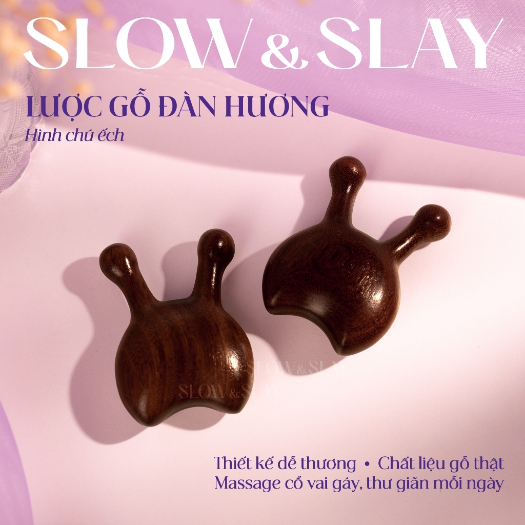 Lược Massage Đầu Gỗ Đàn Hương Chải Tóc Thư Giãn SLOW&SLAY Massage Mặt Cổ Vai Gáy Cao Cấp