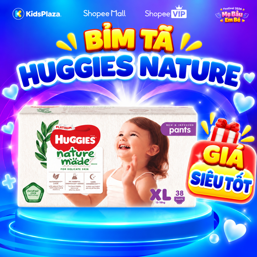 Tã dán/ quần siêu cao cấp Huggies Nature đầy đủ size cho bé