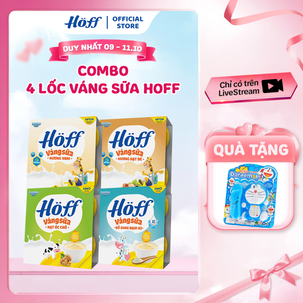 Combo 4 lốc váng sữa HOFF mix 4 vị cho bé ăn dặm 4 Lốc (55g x 16 hộp)