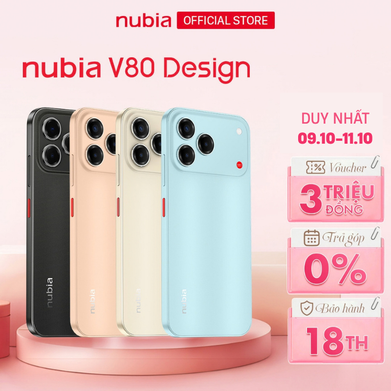 [Mới] Điện thoại di động Nubia V80 Design I Màn hình 6.75" 120Hz I Độ sáng 1000nits I Hỗ trợ NFC