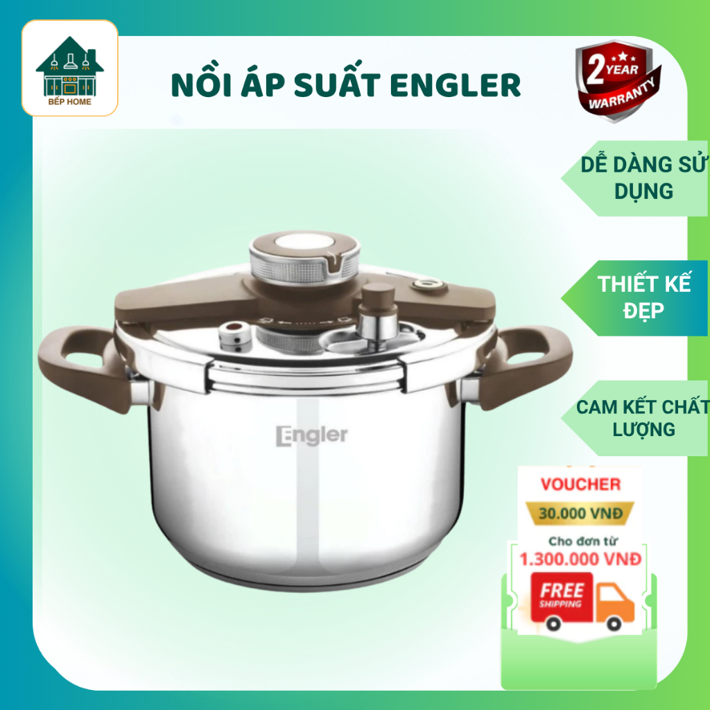 Nồi Áp Suất Đáy Từ Dung Tích 6L Engler EGL 922KT , Chất Liệu Inox 304 Thiết Kế Tay Cầm Nhựa Chịu Nhiệt Cao - Bếp Home