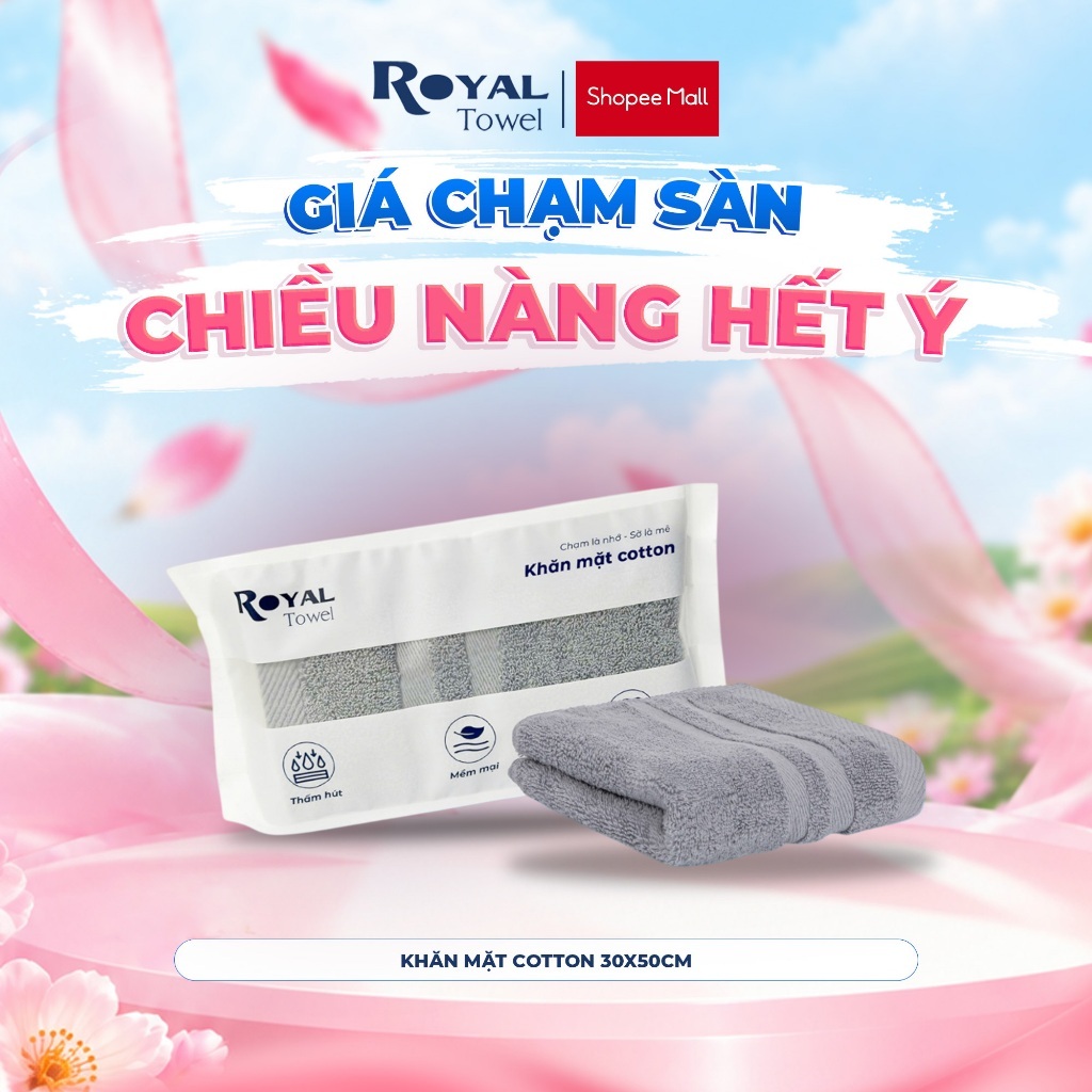 Khăn Mặt Royal Towel 30x50cm Sợi Cotton Mềm Mịn, Thấm Hút Tốt, Không Xổ Lông…