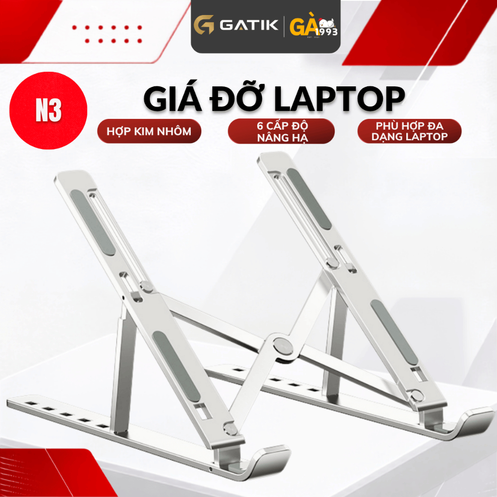 Giá đỡ laptop, Đế tản nhiệt laptop gấp gọn điều chỉnh cấp độ theo nhu cầu tiện…
