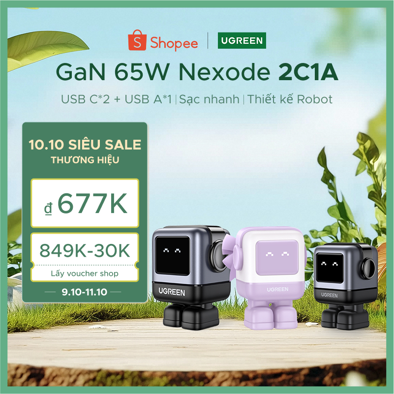 UGREEN Củ sạc nhanh Nexode Robot UGREEN Uno 30W 65W Cho iPhone 16 Pro max | Công nghệ GaN Củ Sạc Công nghệ PD3.0