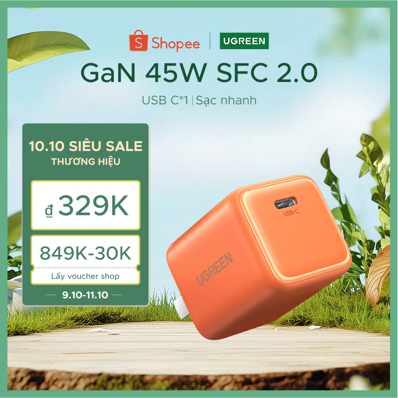 [[Samsung]Bộ sạc UGREEN Mini GaN 45W 1 USB C Nexode Bộ sạc nhanh nhanh cho Samsung S25 Ultra S24 Galaxy A36 A56 A06
