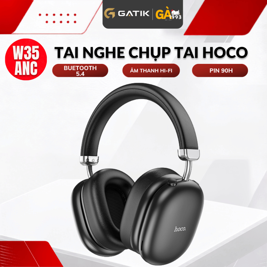 Tai nghe chụp bluetooth 5.4 W35 ANC phiên bản cao cấp chống ồn Hoco. chính hãng thời lượng pin lên đến 90h